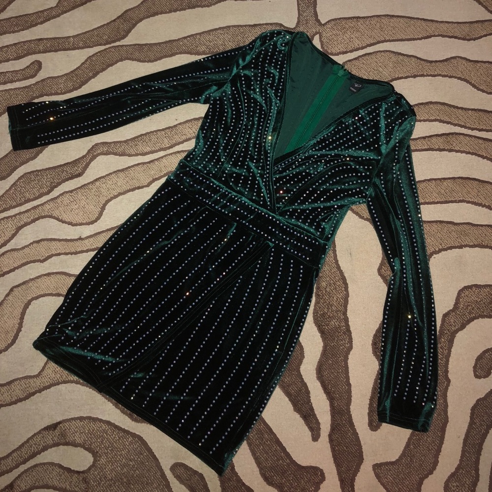 Dark green studded cocktail dress💚